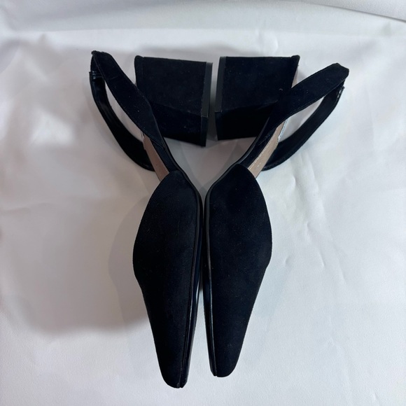 STEVE MADDEN Sz 8B Davies Slingback Shoes Suede Textile Block Heel Pointy Toe - Picture 3 of 7